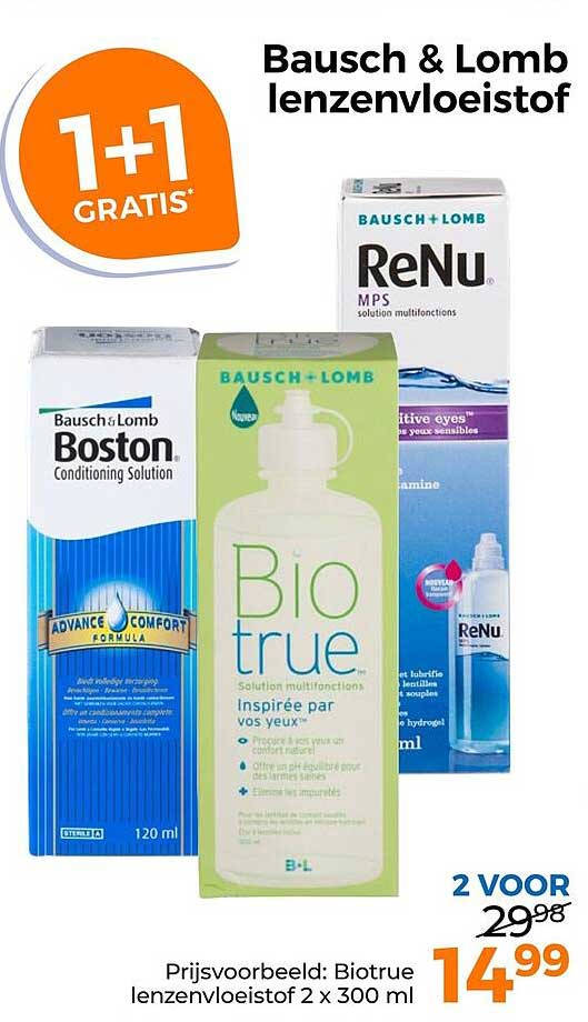 Bausch & Lomb lenzenvloeistof 1+1 gratis