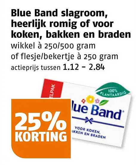 Blue Band slasroom, heerlijk romig of voor koken, bakken en braden 25% KORTING