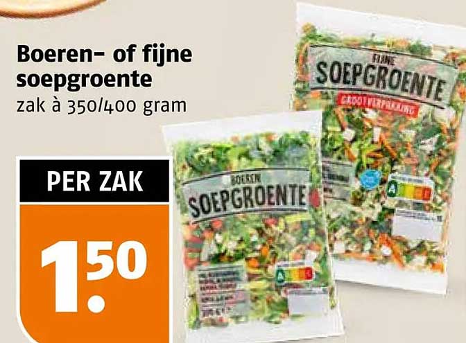 Boeren- of fijne soepgroente zak à 350/400 gram PER ZAK