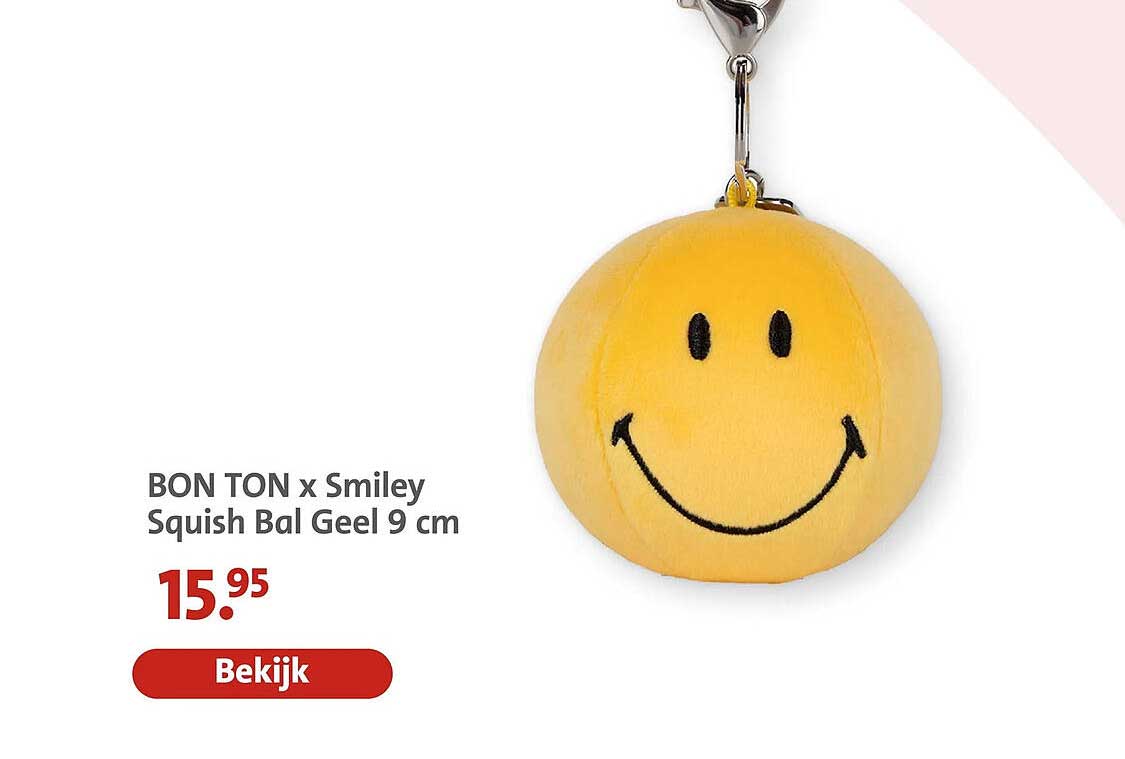 BON TON x Smiley Squish Bal Geel 9 cm