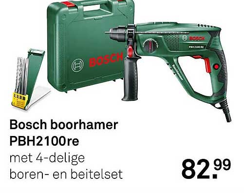 Bosch boorhamer PBH2100re met 4-delige boren- en beitelset