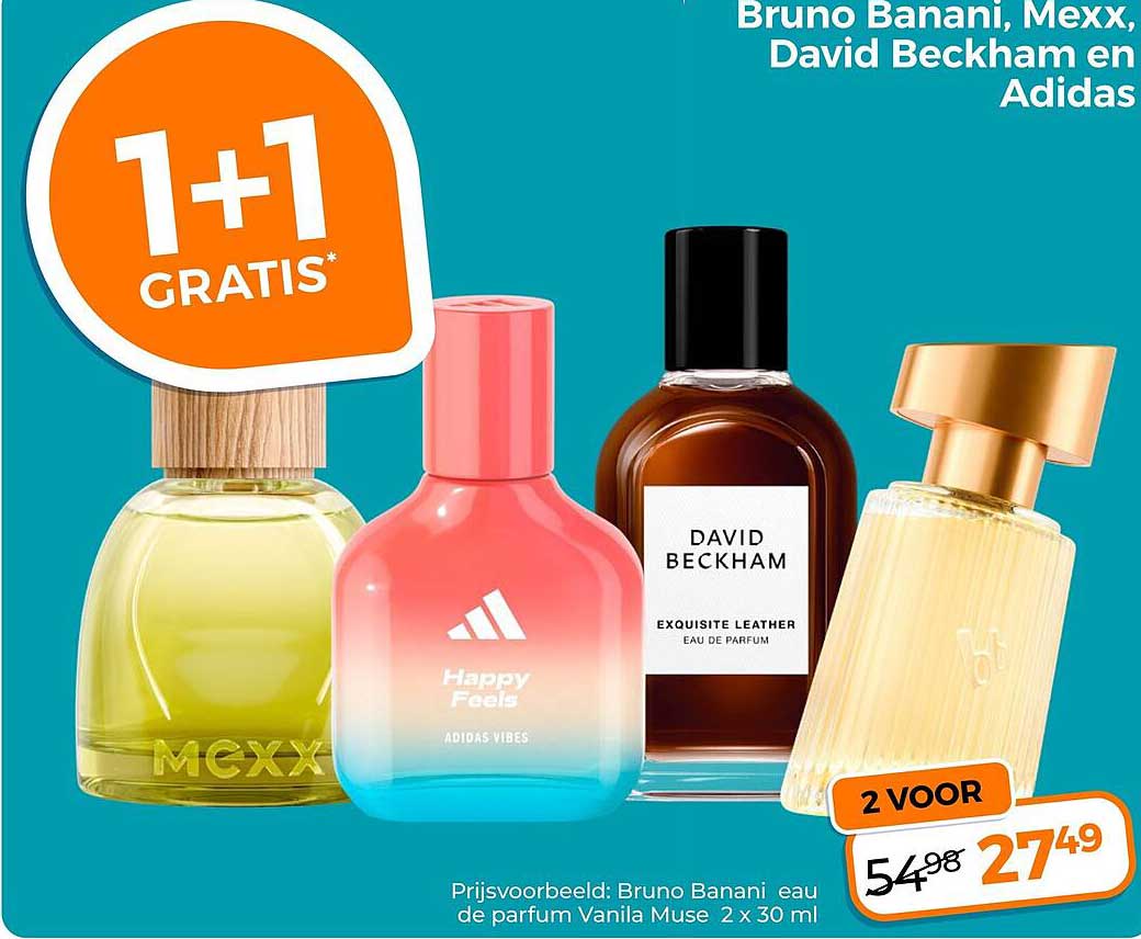 Bruno Banani, Mexx, David Beckham en Adidas 1+1 GRATIS 2 VOOR