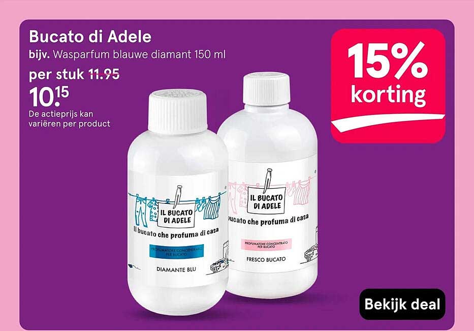 Bucato di Adele bijv. Wasparfum blauwe diamant 150 ml 15% korting