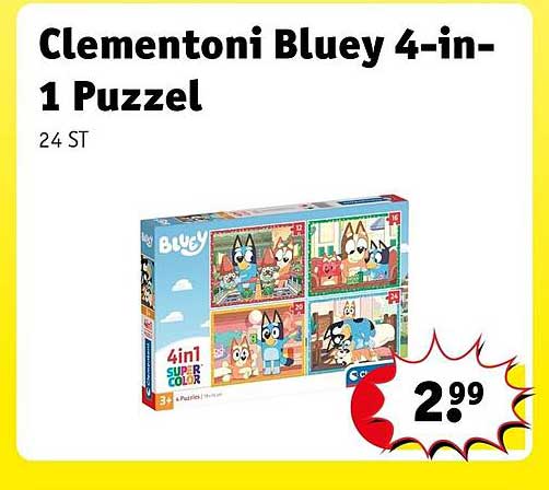 Clementoni Bluey 4-in-1 Puzzel
