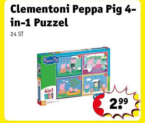 Clementoni Peppa Pig 4-in-1 Puzzel