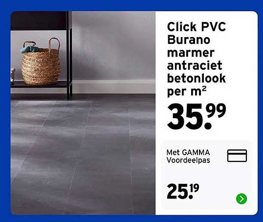 Click PVC Burano marmer antraciet betonlook per m²