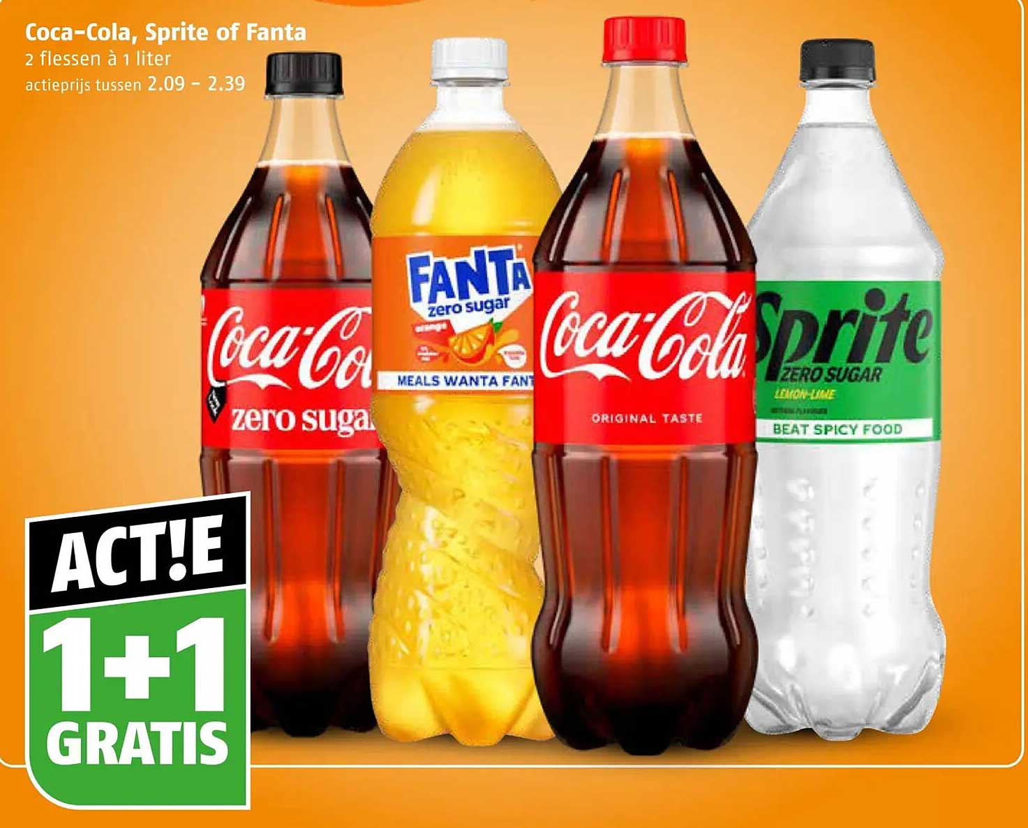 Coca-Cola, Sprite of Fanta 1+1 GRATIS