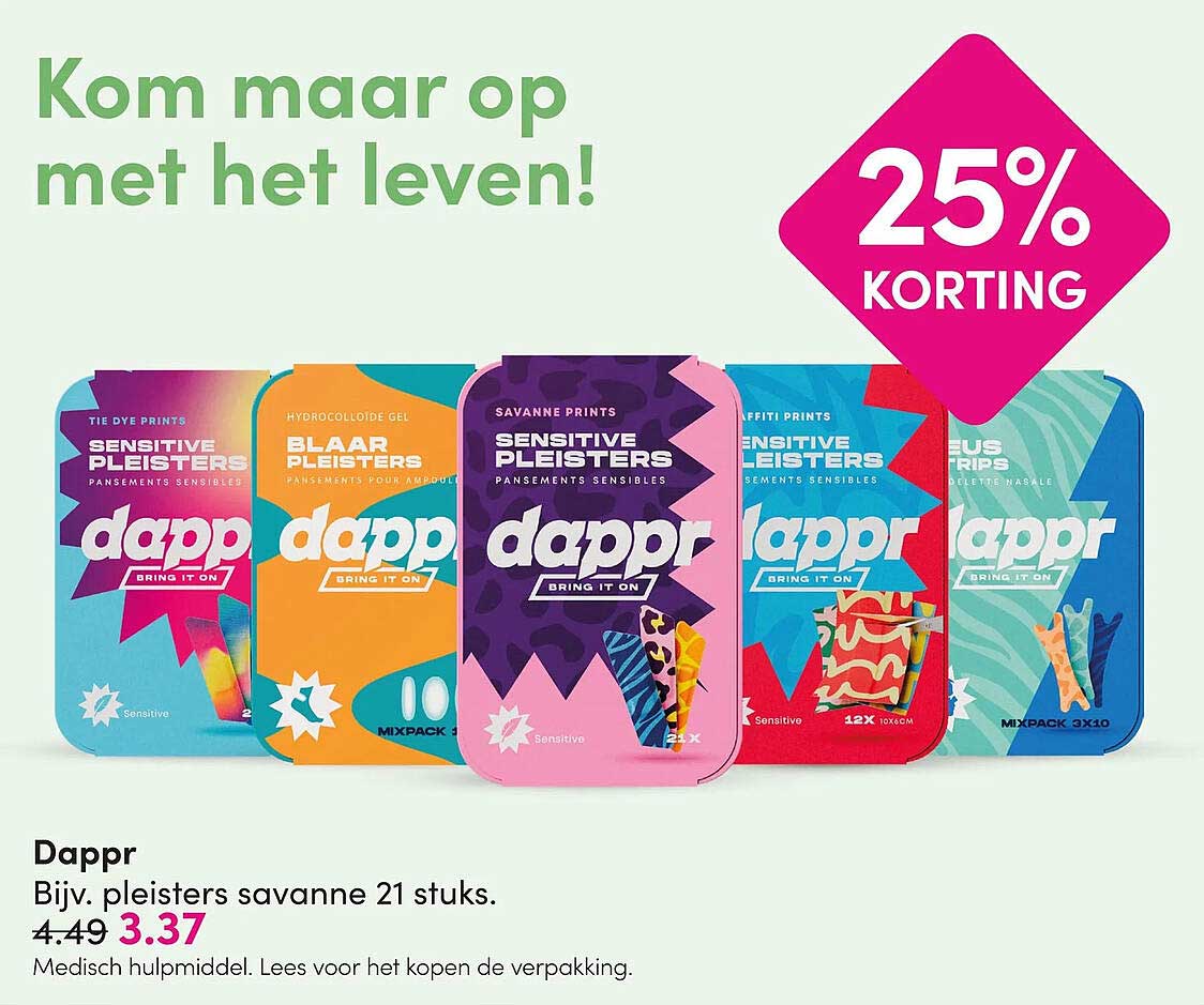 Dappr Bijv. pleisters savanne 21 stuks 25% KORTING
