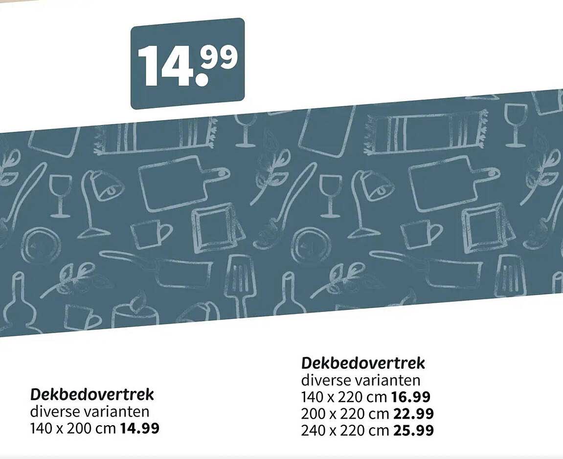 Dekbedovertrek diverse varianten 140 x 200 cm