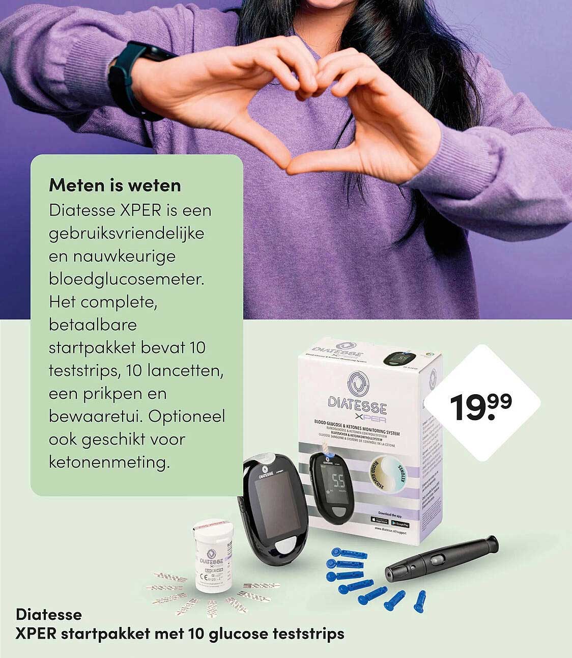 Diatesse XPER startpakket met 10 glucose teststrips