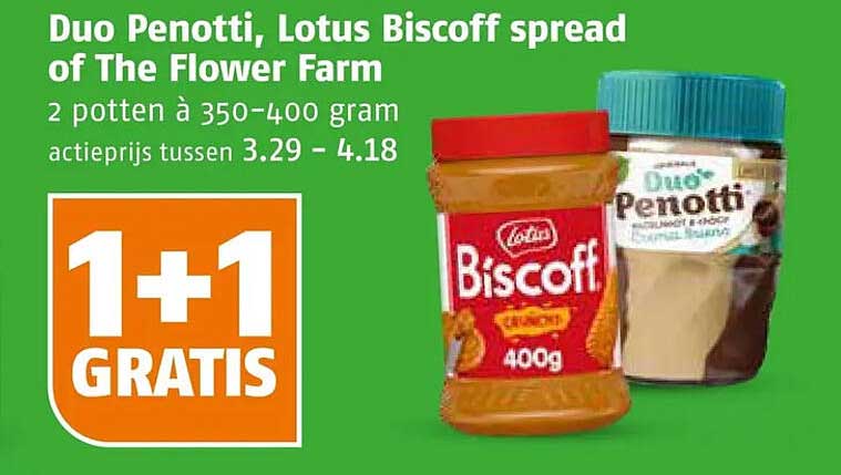 Duo Penotti, Lotus Biscoff spread of The Flower Farm 1+1 GRATIS