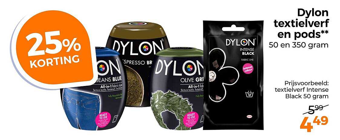 Dylon textielverf en pods** 50 en 350 gram