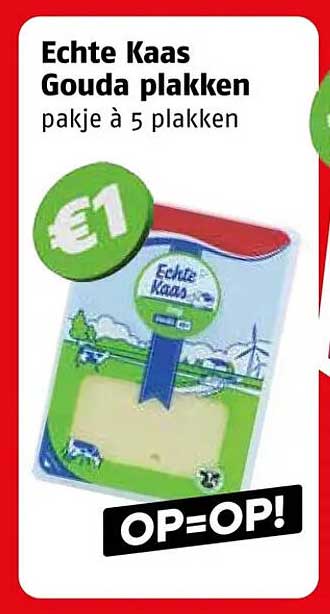 Echte Kaas Gouda plakken pakje à 5 plakken OP=OP!
