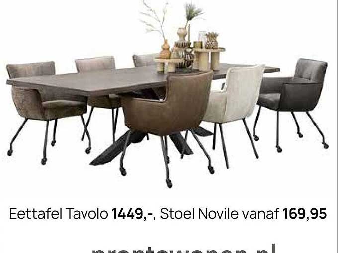 Eettafel Tavolo 1449,-, Stoel Novile vanaf 169,95