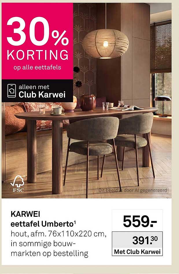 eettafel Umberto¹ 30% KORTING op alle eettafels
