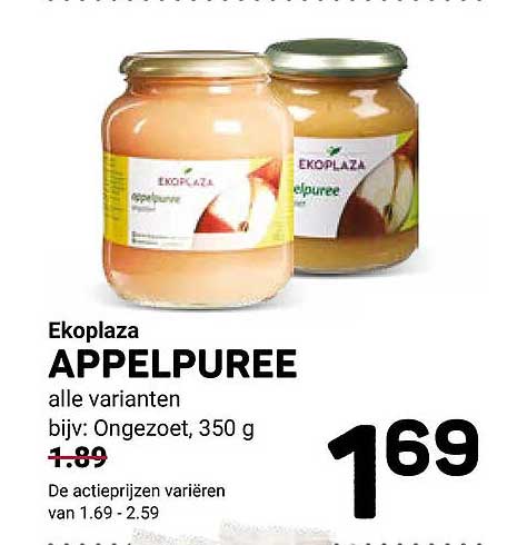 Ekoplaza APPELPUREE alle varianten bijv: Ongezoet, 350 g