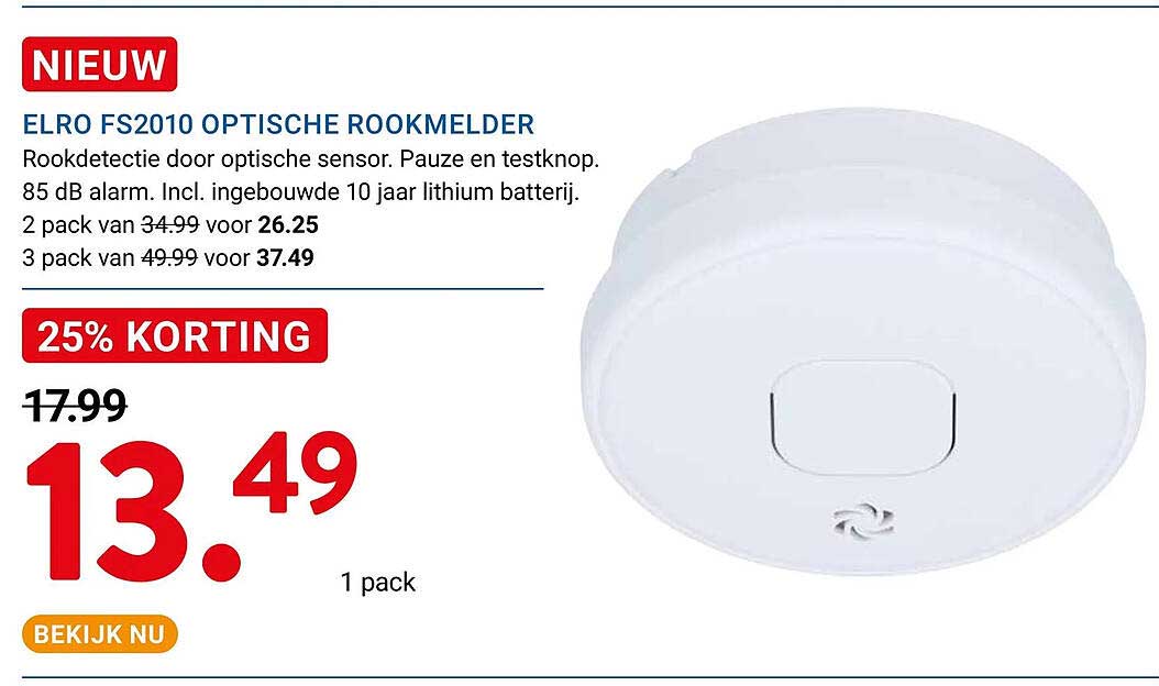 ELRO FS2010 OPTISCHE ROOKMELDER 25% KORTING
