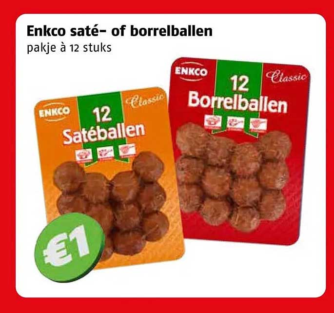 Enkco saté- of borrelballen pakje à 12 stuks