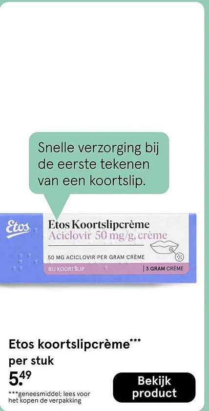 Etos koortslipcrème*** per stuk