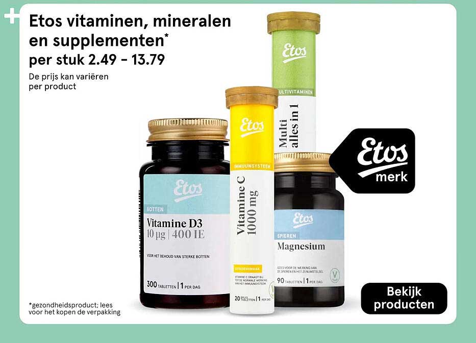 Etos vitaminen, mineralen en supplementen*
