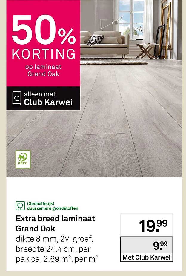 Extra breed laminaat Grand Oak 50% KORTING op laminaat Grand Oak