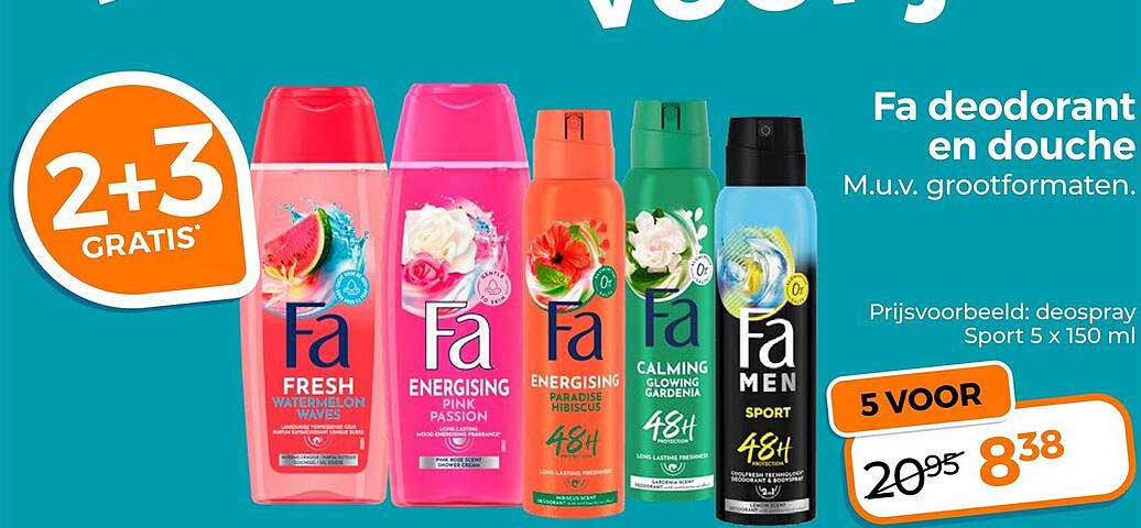 Fa deodorant en douche 2+3 GRATIS