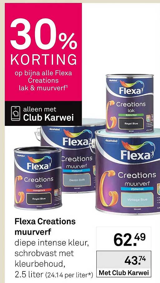 Flexa Creations muurverf diepe intense kleur, schrobvast met kleurbehoud, 2.5 liter