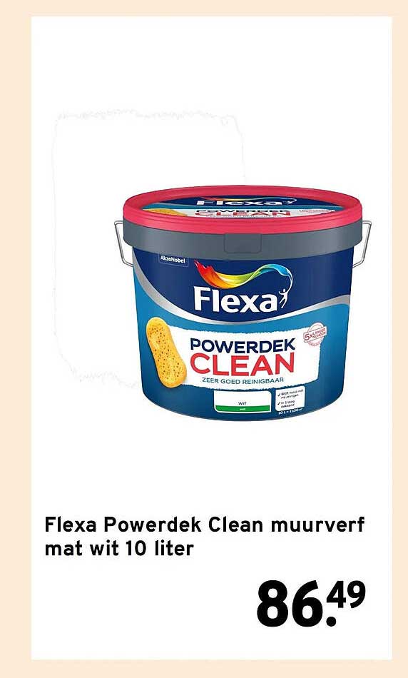 Flexa Powerdek Clean muurverf mat wit 10 liter