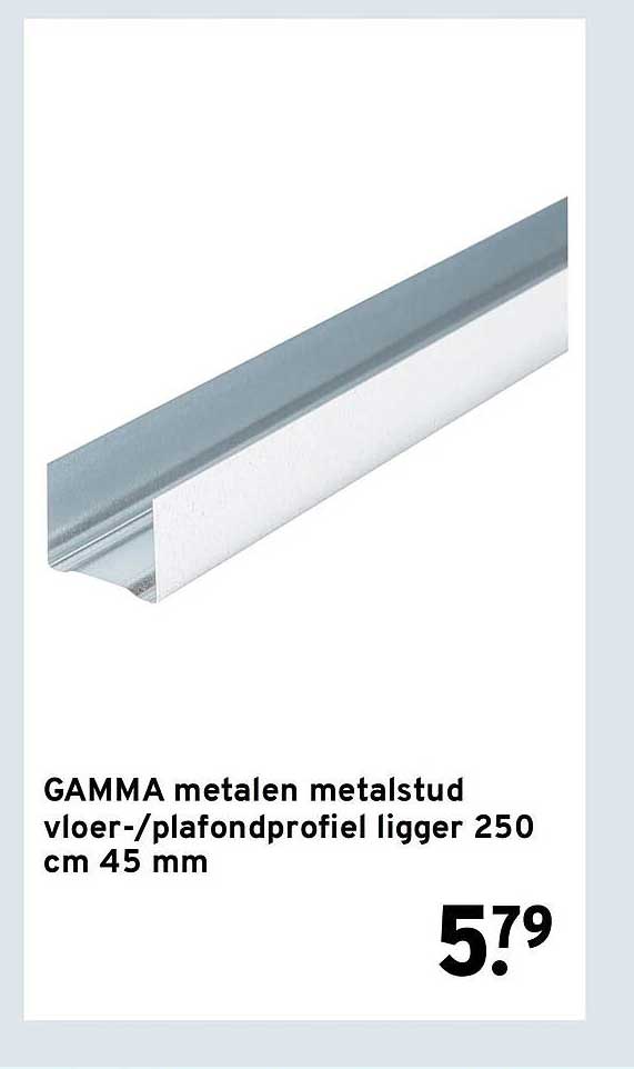 GAMMA metalen metalstud vloer-/plafondprofiel ligger 250 cm 45 mm