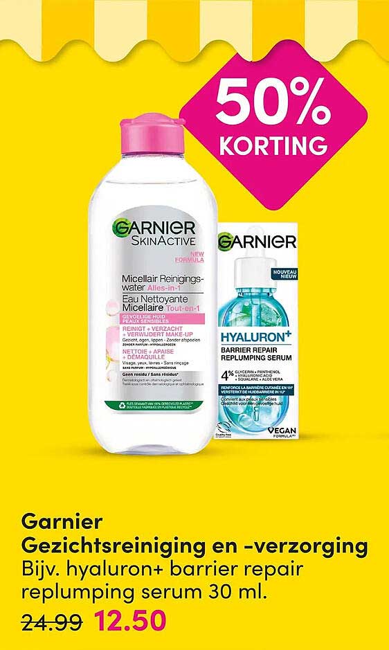 Garnier Gezichtsreiniging en -verzorging Bijv. hyaluron+ barrier repair replumping serum 30 ml. 50% KORTING