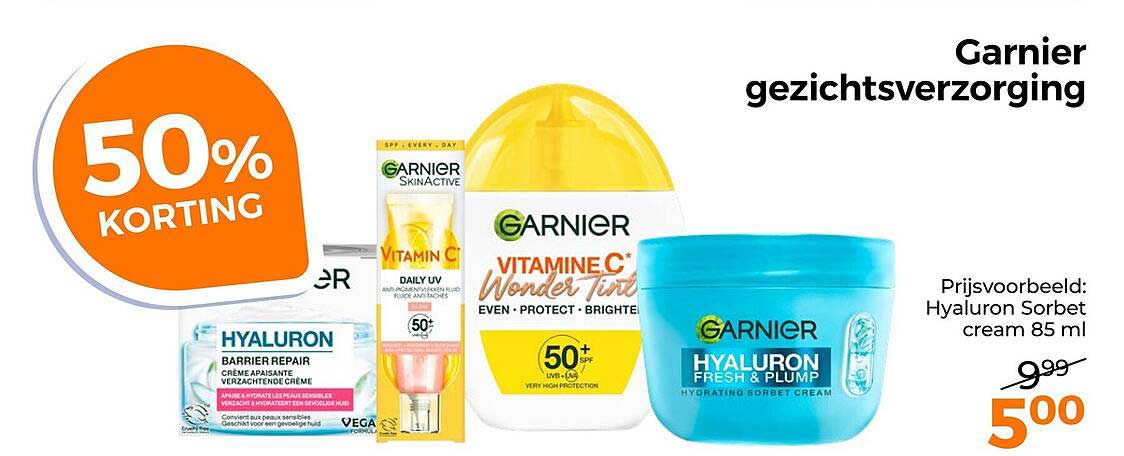 Garnier gezichtsverzorging 50% korting