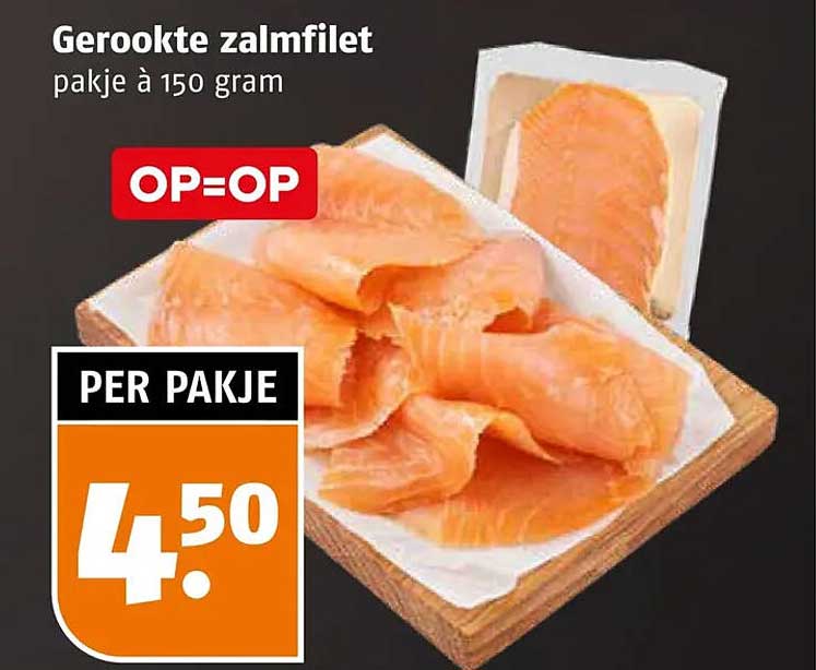 Gerookte zalmfilet pakje à 150 gram OP=OP