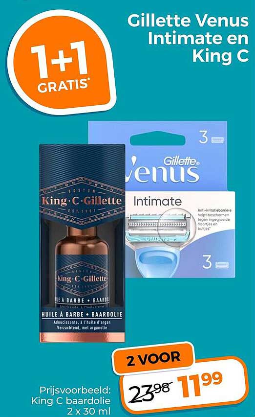 Gillette Venus Intimate en King C 1+1 gratis