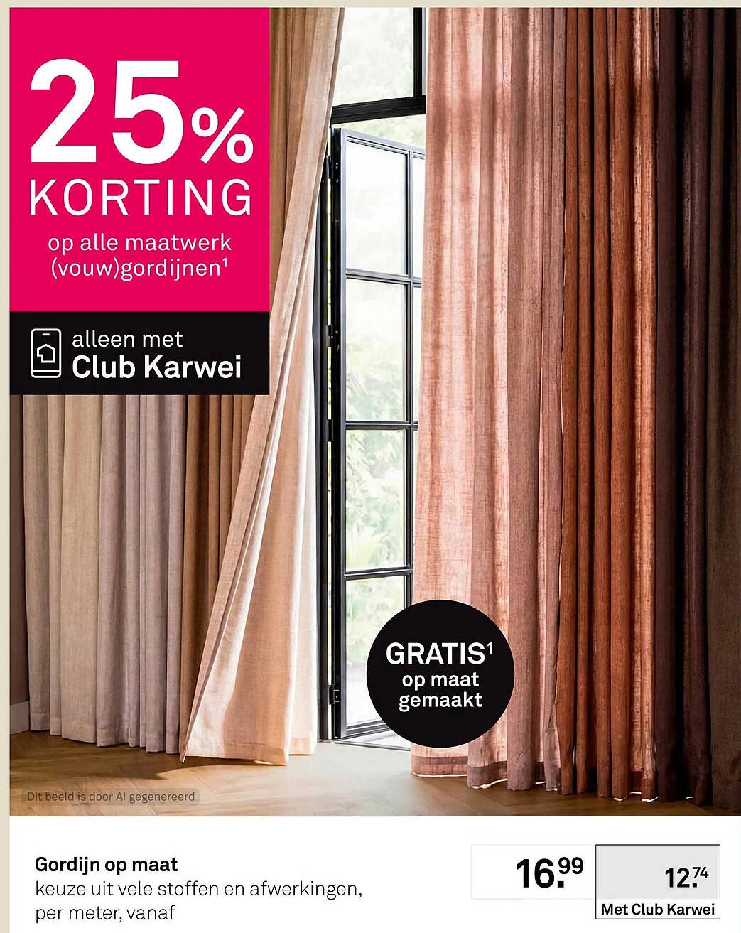 Gordijn op maat 25% korting op alle maatwerk (vouw)gordijnen Gratis op maat gemaakt