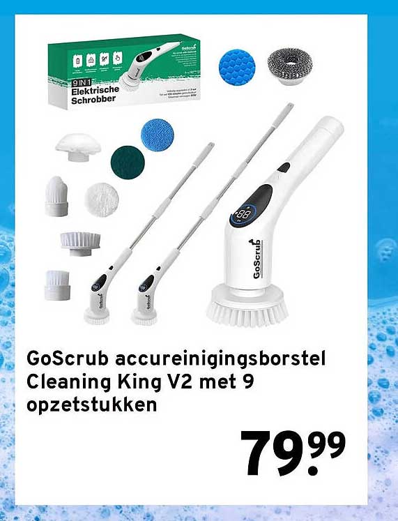 GoScrub accureinigingsborstel Cleaning King V2 met 9 opzetstukken