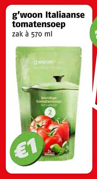 g'woon Italiaanse tomatensoep zak à 570 ml