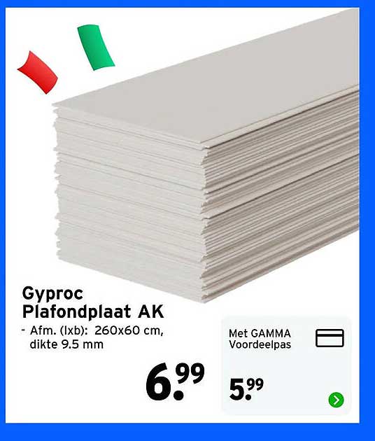 Gyproc Plafondplaat AK - Afm. (lxb): 260x60 cm, dikte 9.5 mm
