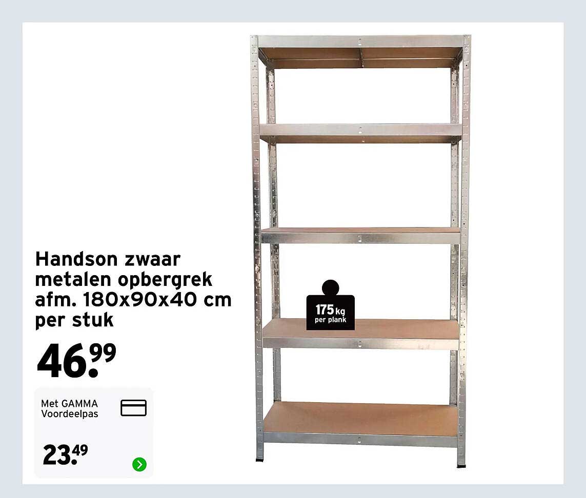 Handson zwaar metalen opbergrek afm. 180x90x40 cm per stuk