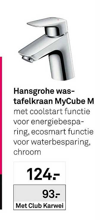 Hansgrohe was-tafelkraan MyCube M met coolstart functie voor energiebesparing, ecosmart functie voor waterbesparing, chroom