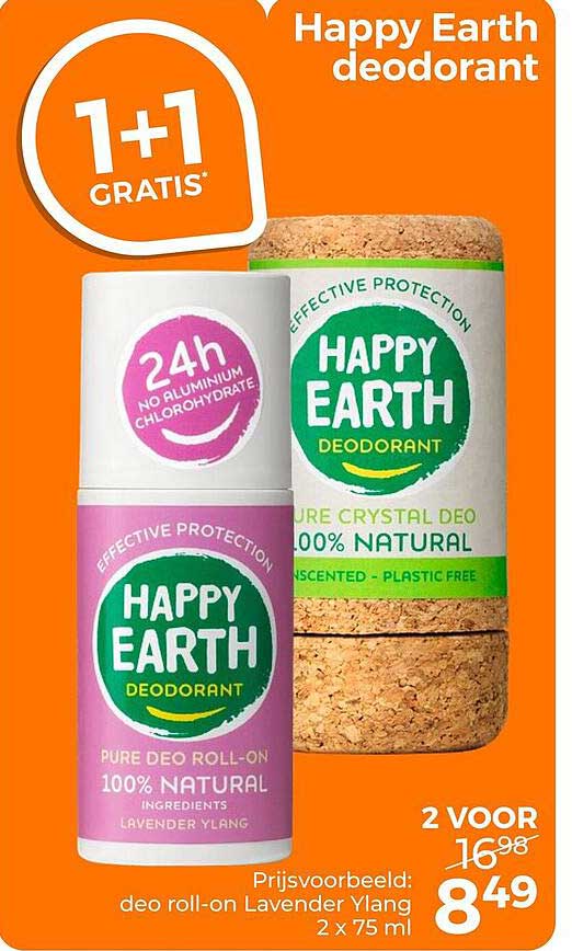 Happy Earth deodorant 1+1 gratis