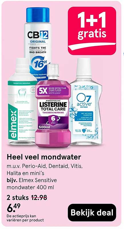 Heel veel mondwater 1+1 gratis