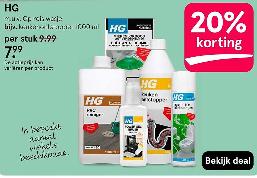HG m.u.v. Op reis wasje bijv. keukenontstopper 1000 ml 20% korting