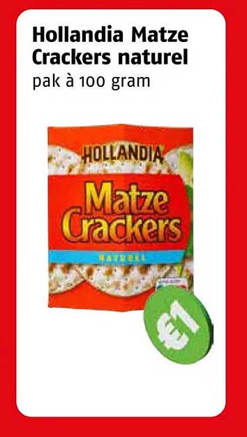 Hollandia Matze Crackers naturel pak à 100 gram
