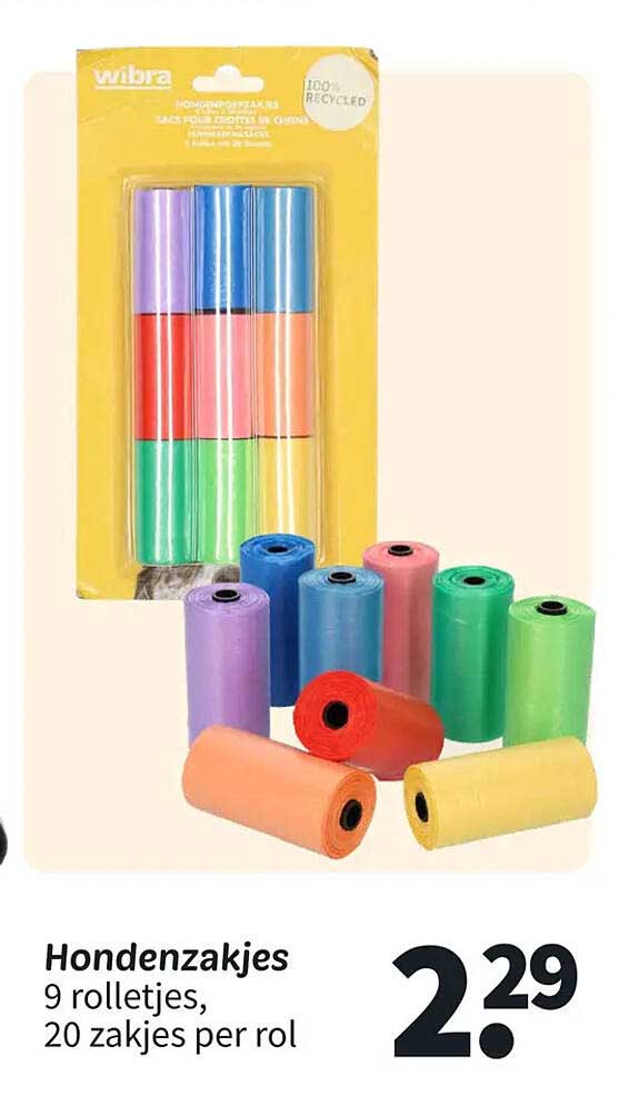 Hondenzakjes 9 rolletjes, 20 zakjes per rol