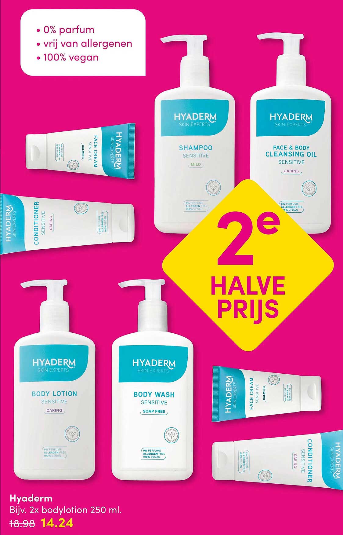 Hyaderm Bijv. 2x bodylotion 250 ml. 2e halve prijs