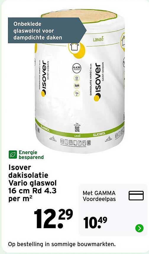 Isover dakisolatie Vario glaswol 16 cm Rd 4.3 per m²