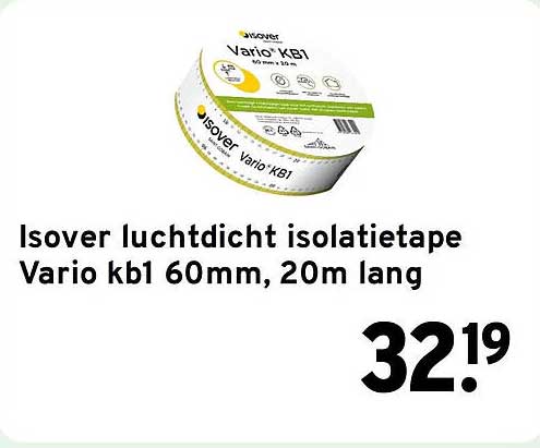 Isover luchtdicht isolatietape Vario kb1 60mm, 20m lang