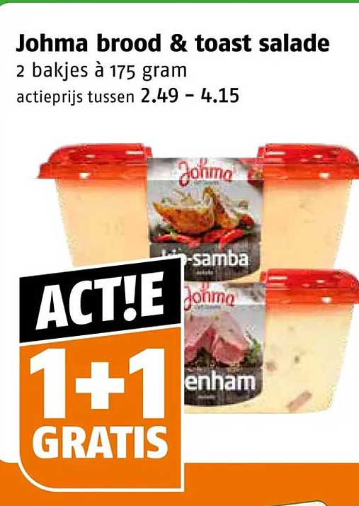 Johma brood & toast salade 1+1 gratis