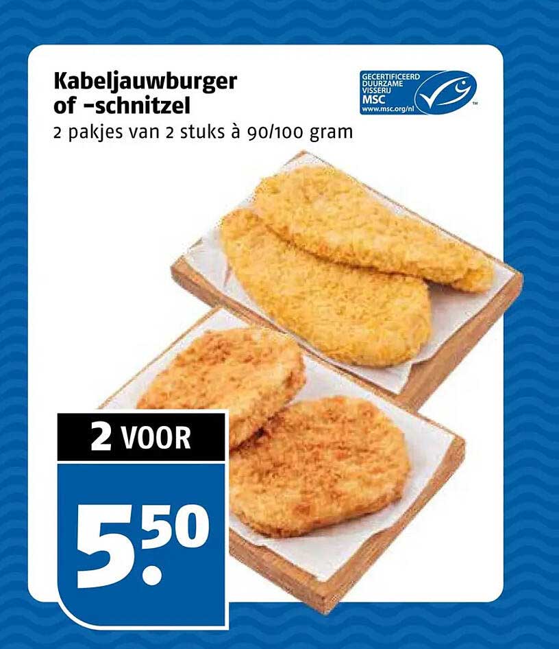 Kabeljauwburger of -schnitzel