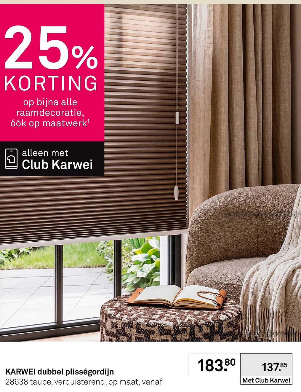 KARWEI dubbel plisségordijn 25% KORTING
